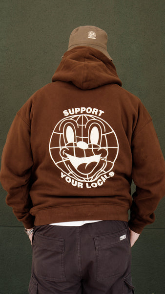 SUPPORT YOUR LOCALS HOODIE BROWN