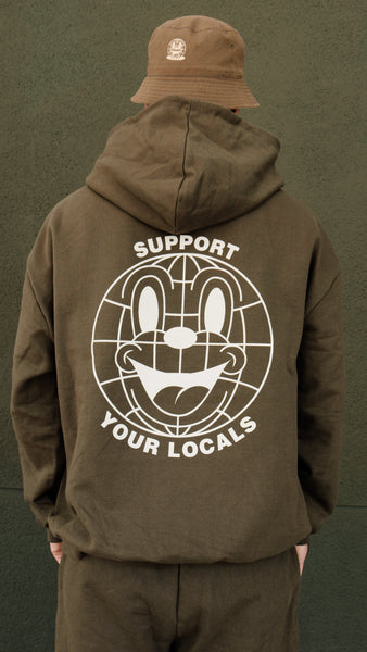 SUPPORT YOUR LOCALS HOODIE OLIVE